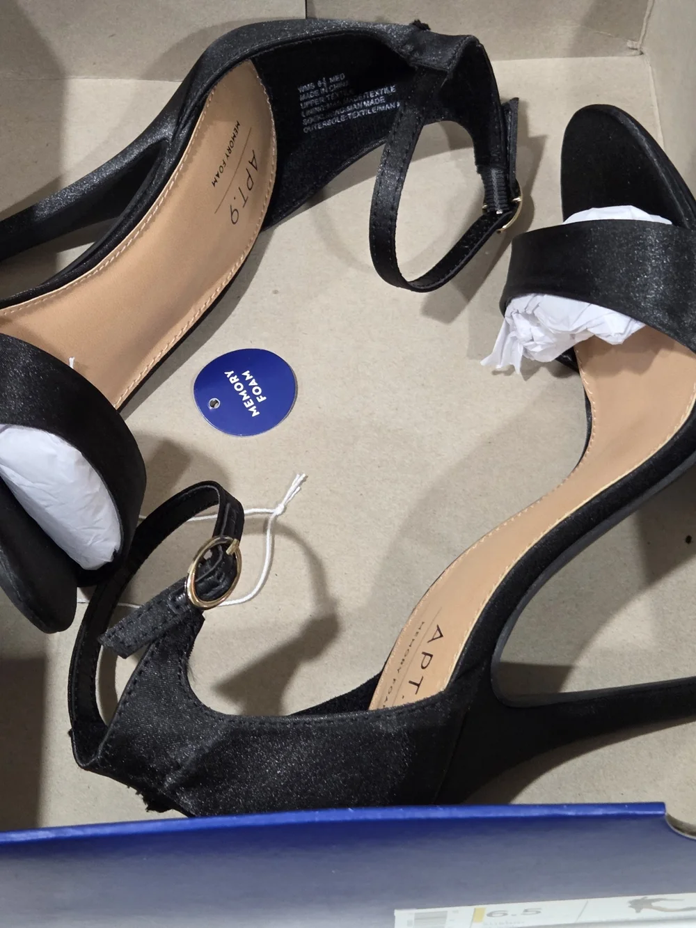 Apt. 9 Black Satin Ankle-Strap Stiletto Sandals